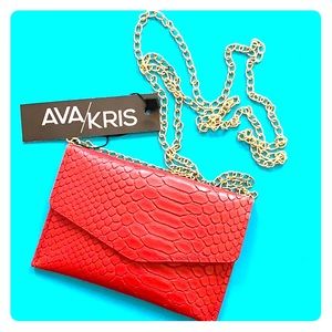 Ava + Kris Meg Ruby Red Snake Purse NEW